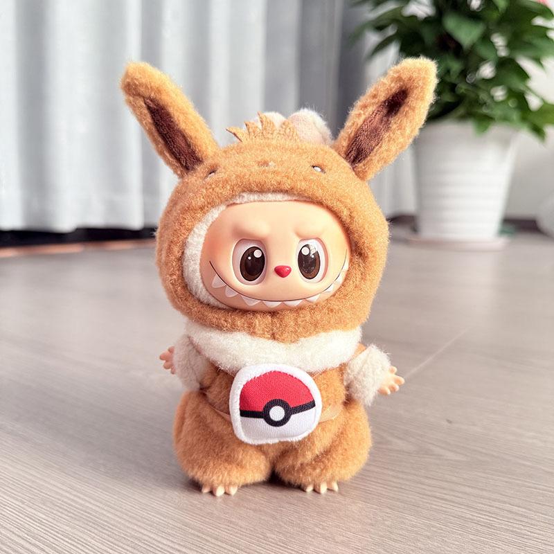 For Labubu Doll Clothes Kawaii Jumpsuit Pikachu Squirtle Cartoon Style Eevee Clothing Replacement Charmander Special Fans Gifts
