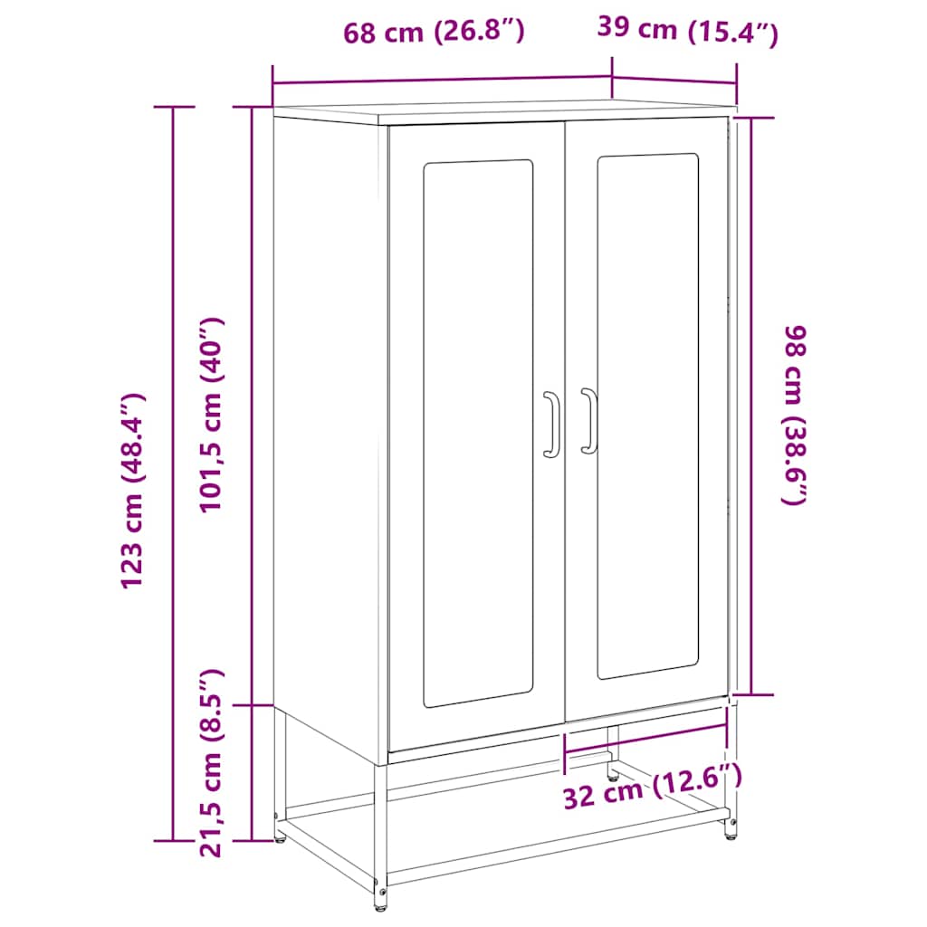 Highboard Pink 68 X 39 X 123 Cm Steel