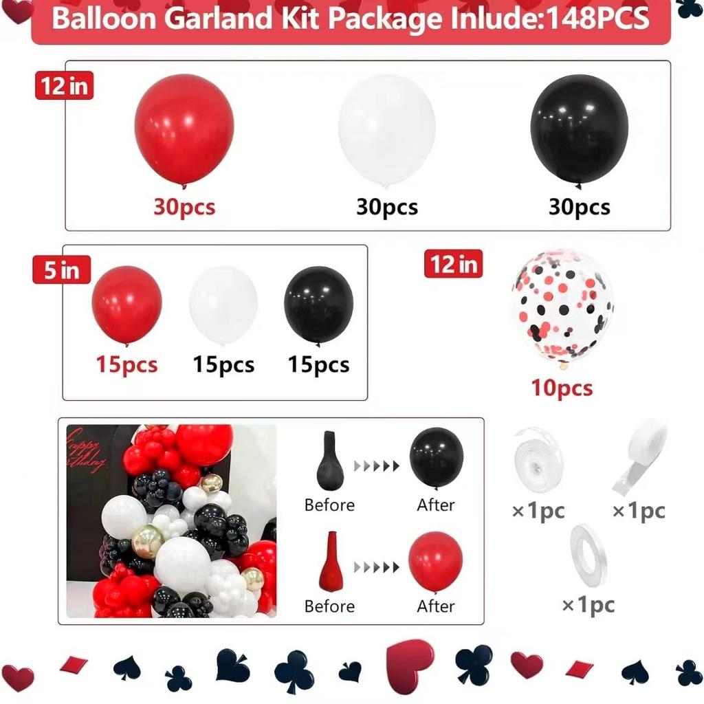 Black And Red Series Balloon Set Birthday Theme Party Scene Arrangement Balloon Chain