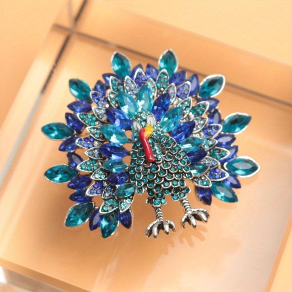 Creative Thanksgiving Rhinestone Turkey Brooch Large Fun Animal Pin Personalized Peacock Badge