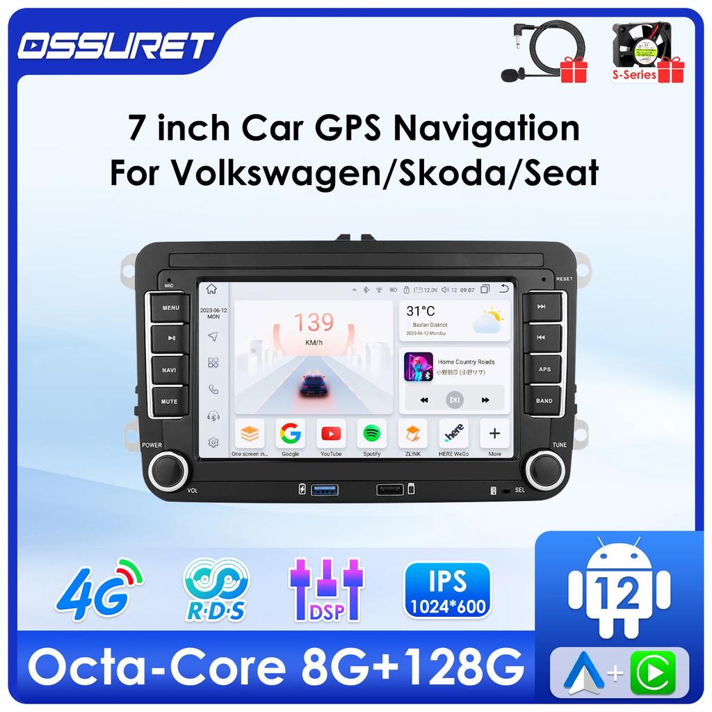 OSSURET 7" Android Auto Autorádio GPS Stereo Pre VW GOLF PASSAT Polo Fabia Tiguan Jetta Caddy Octavia YEti Superb Fabia Leon Inteligentné Multimédiá