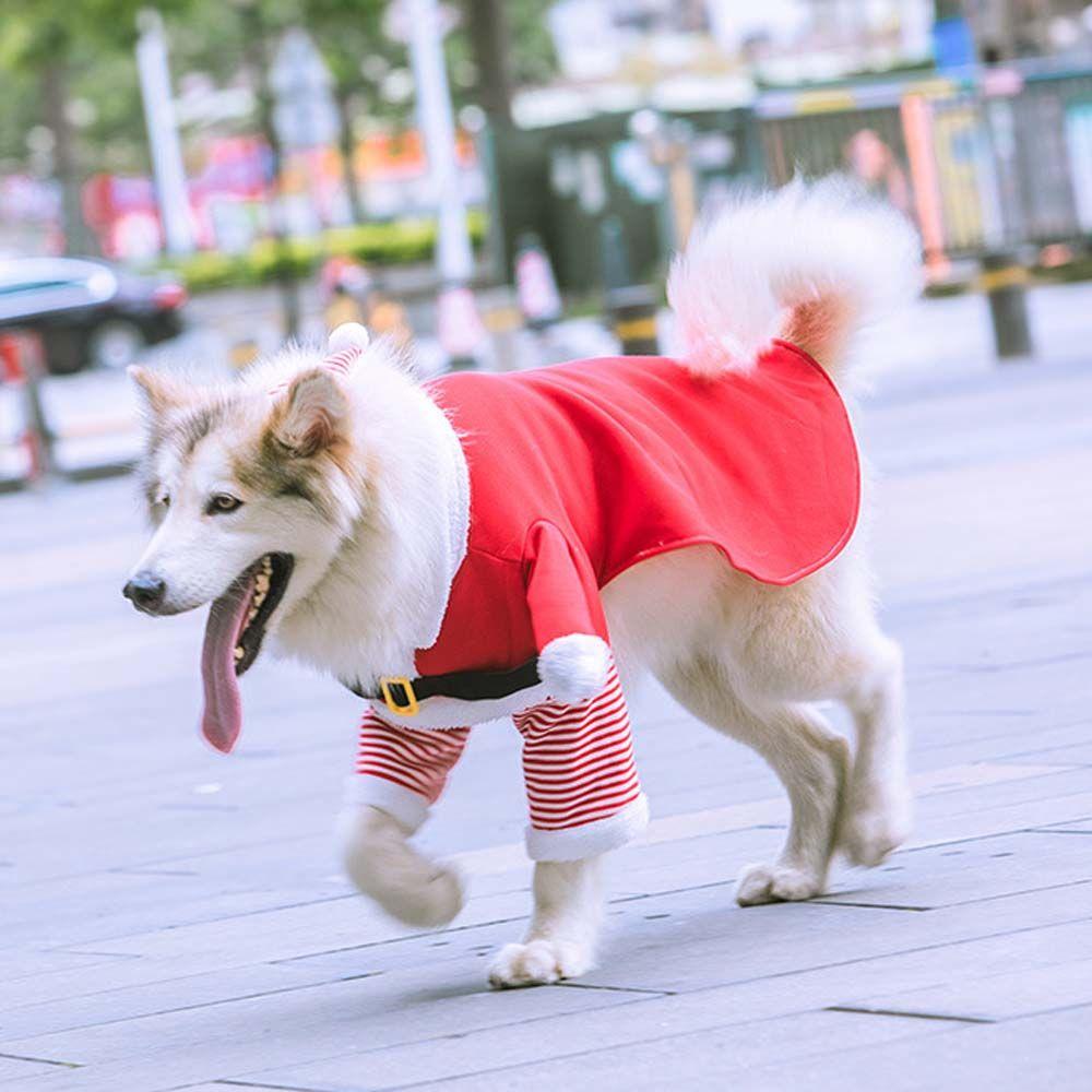 Weihnachten Niedliche Katze mit Hut für große Hunde Weihnachtsmann Haustierkleidung Bekleidung Hundemantel Cosplay Kostüm