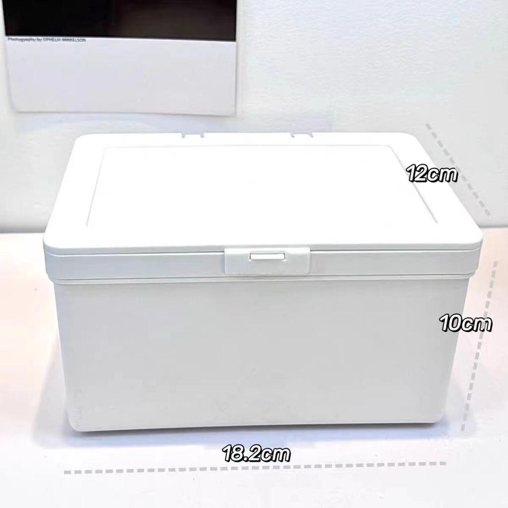 INS Style Pure White Flip-Top Storage Box - Dustproof Stationery & Scrapbook Organizer