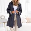 Dames Lichtbruine Trenchcoat met Capuchon en Ruitjesbies, Casual Lange Jas voor Lente en Herfst