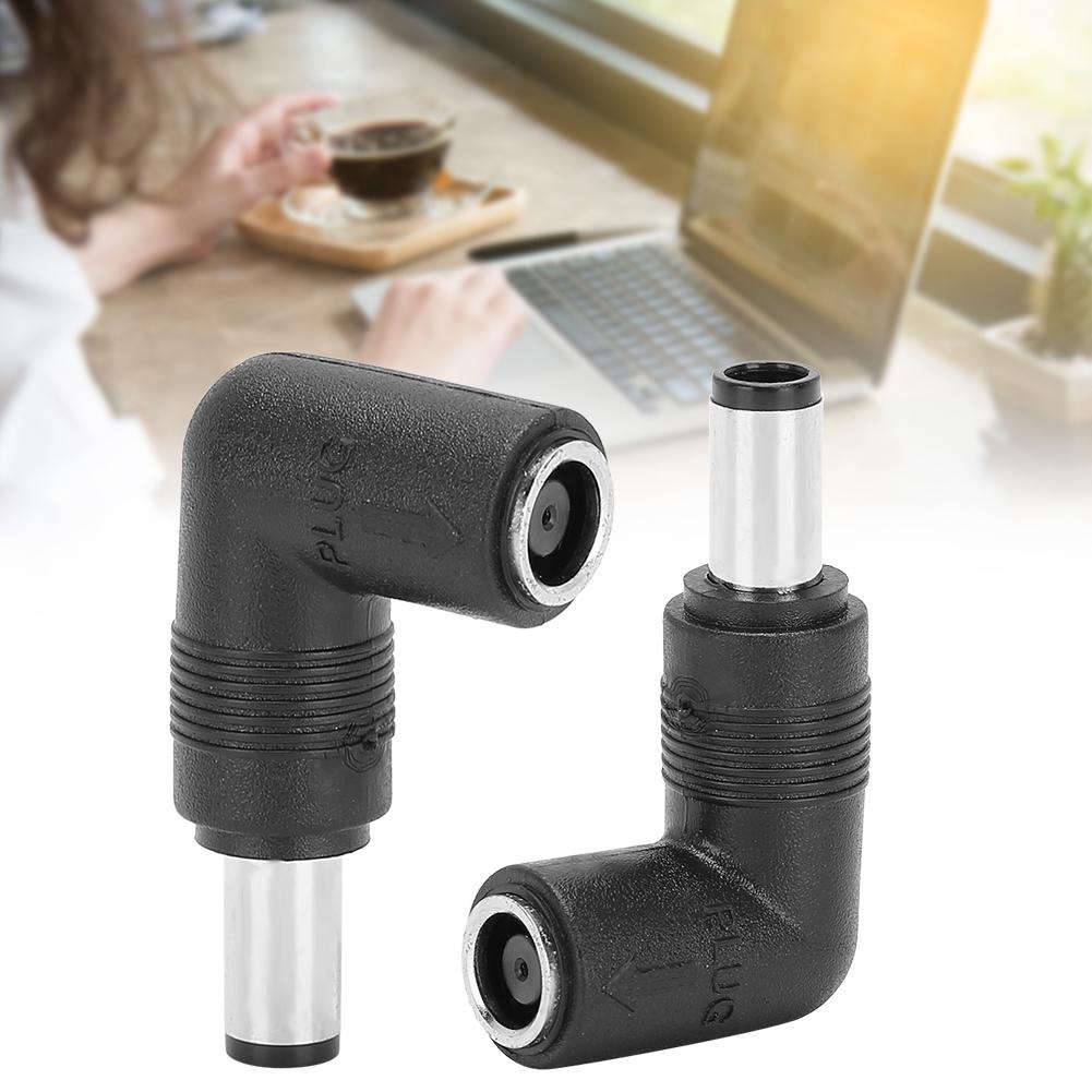2Pcs Female to Male Adapter Black for HP Dell Straight to Elbow 7.4 x 5.0mm to 7.4x5.0mm