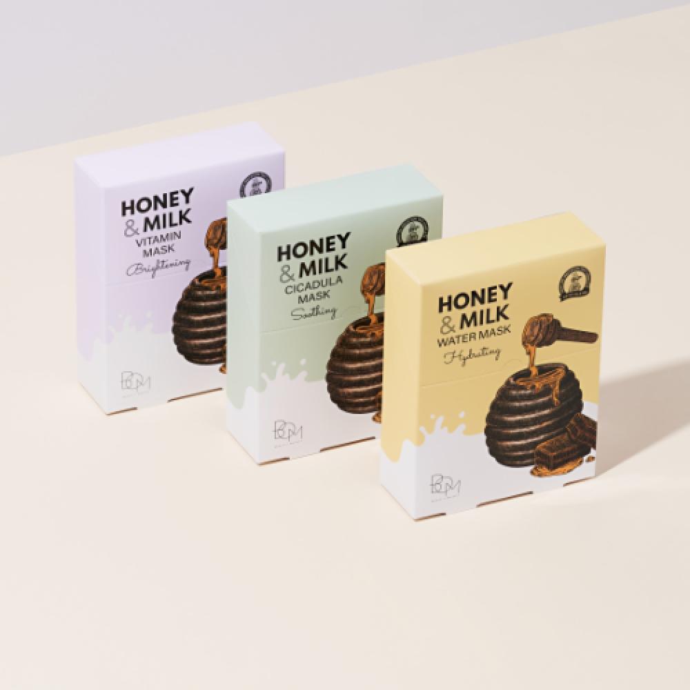 B.o.m. Bom Honey Milk Mask Pack 25ml 10 Sheets Water (10 sheets)