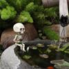 Funny Small Skeleton Fishing Sitter Resin Statues Ornaments for Home Garden Decor