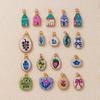 Fashion Oval Painted Oil Drop Pendant Cute Flower House Printing Charm For Jewelry Making Necklace Earring Hanging Accessories