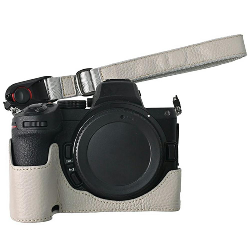 

For Nikon Z 5/Z 6 II/Z 7 II Camera Case Large Opening Genuine Cow Leather Protector with Wrist Strap C