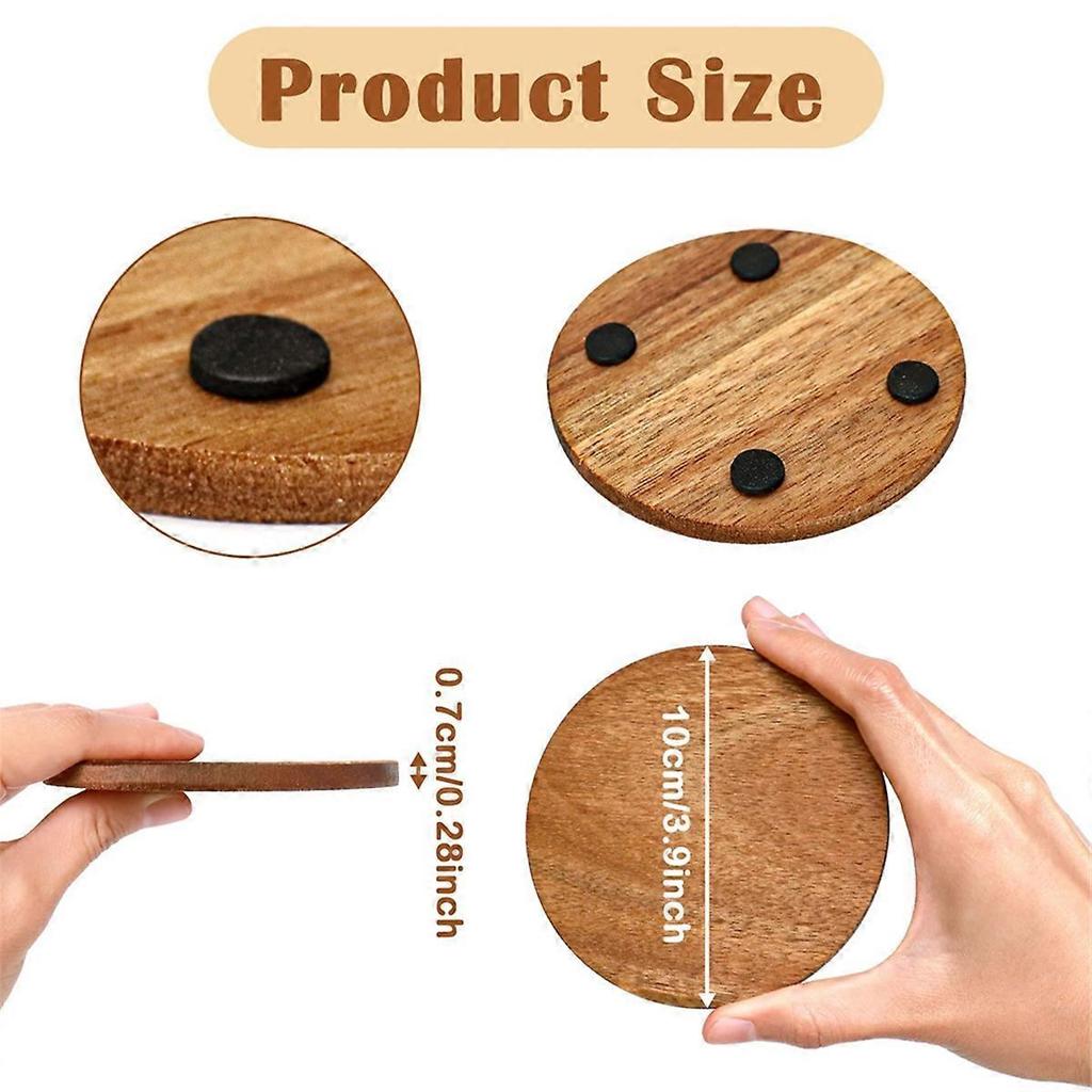 16 Pieces Unfinished Wood Coasters, 4 Inch Round Wooden Coasters for Crafts with Non-Slip Silicon Do
