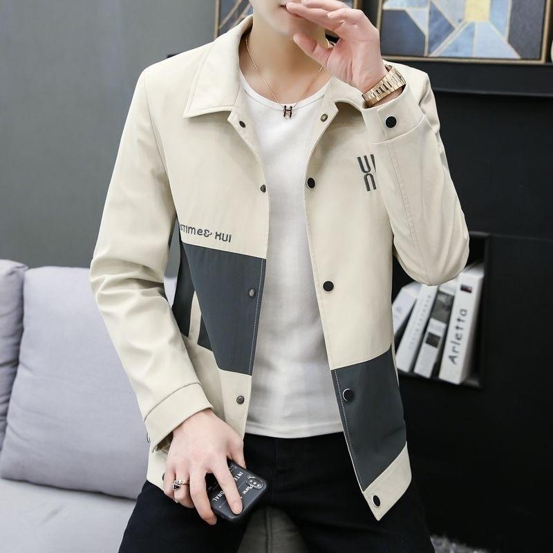 New Coat Men's Spring and Autumn Trendy Slim Korean Style Handsome Lapel Jacket Simple and Versatile Casual