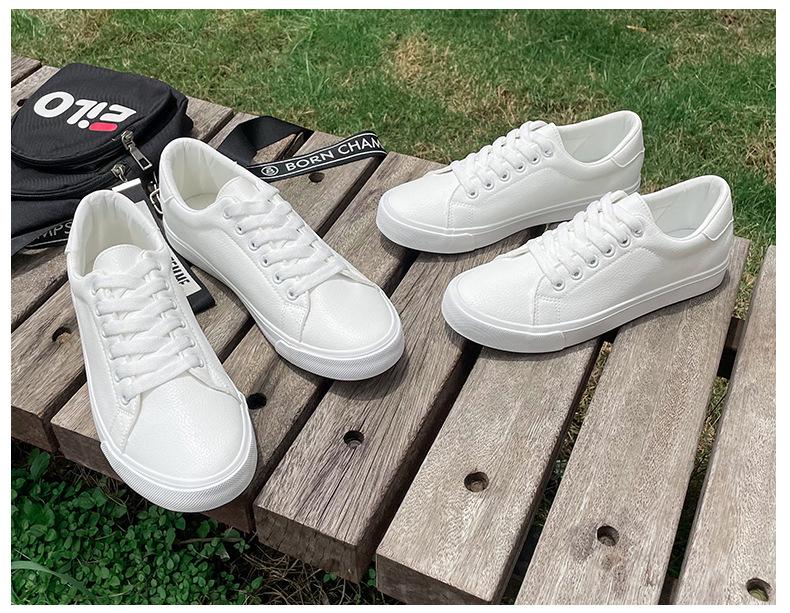 Korean-Style White Unisex Sneakers: 2025 Flat Sport Shoes for Teens, Students & Couples