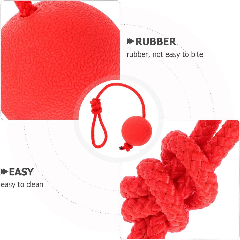 ABOOFAN Dog Ball On a Rope Rubber Rope Balls Tug Ball Toy for Medium and Small Dog Chew, Pull, Throw, Tug
