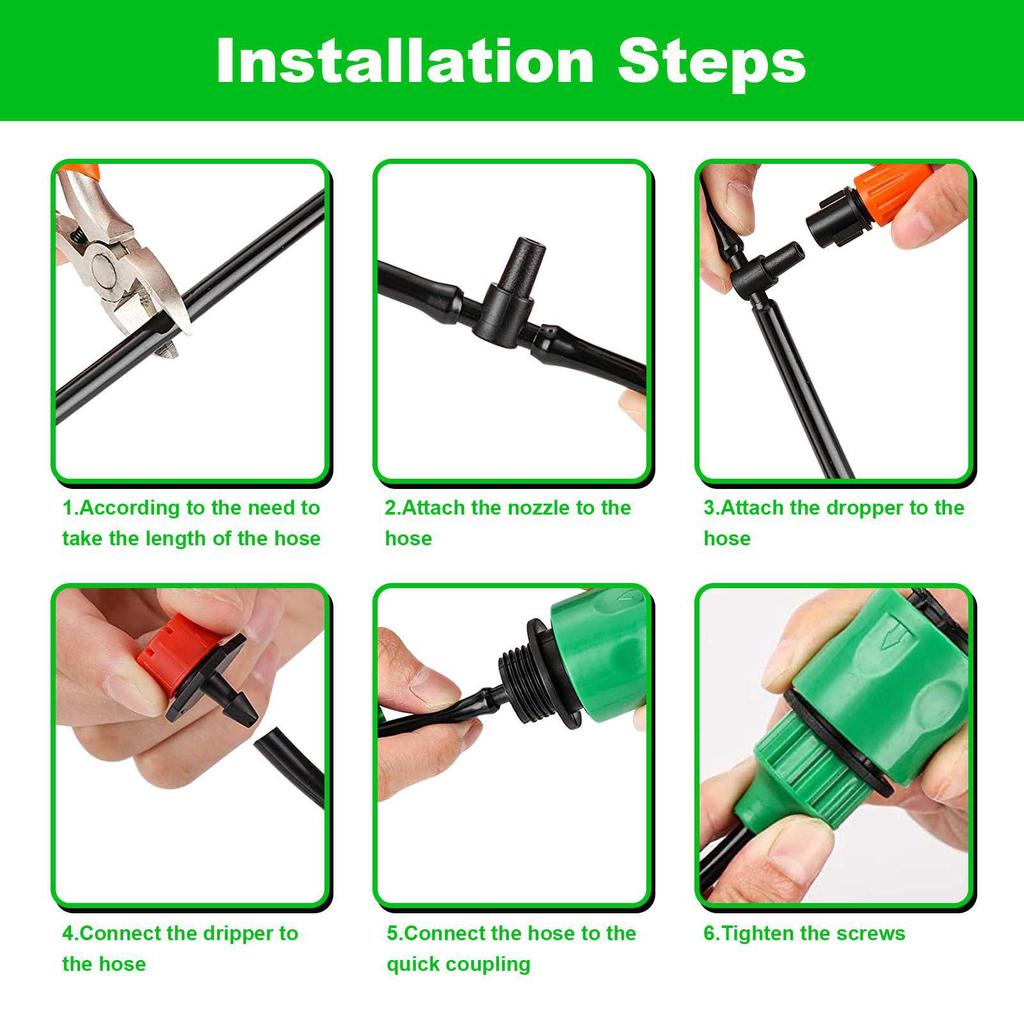 Double 15m Garden Irrigation & Cooling Drip System for Automatic Plant Watering