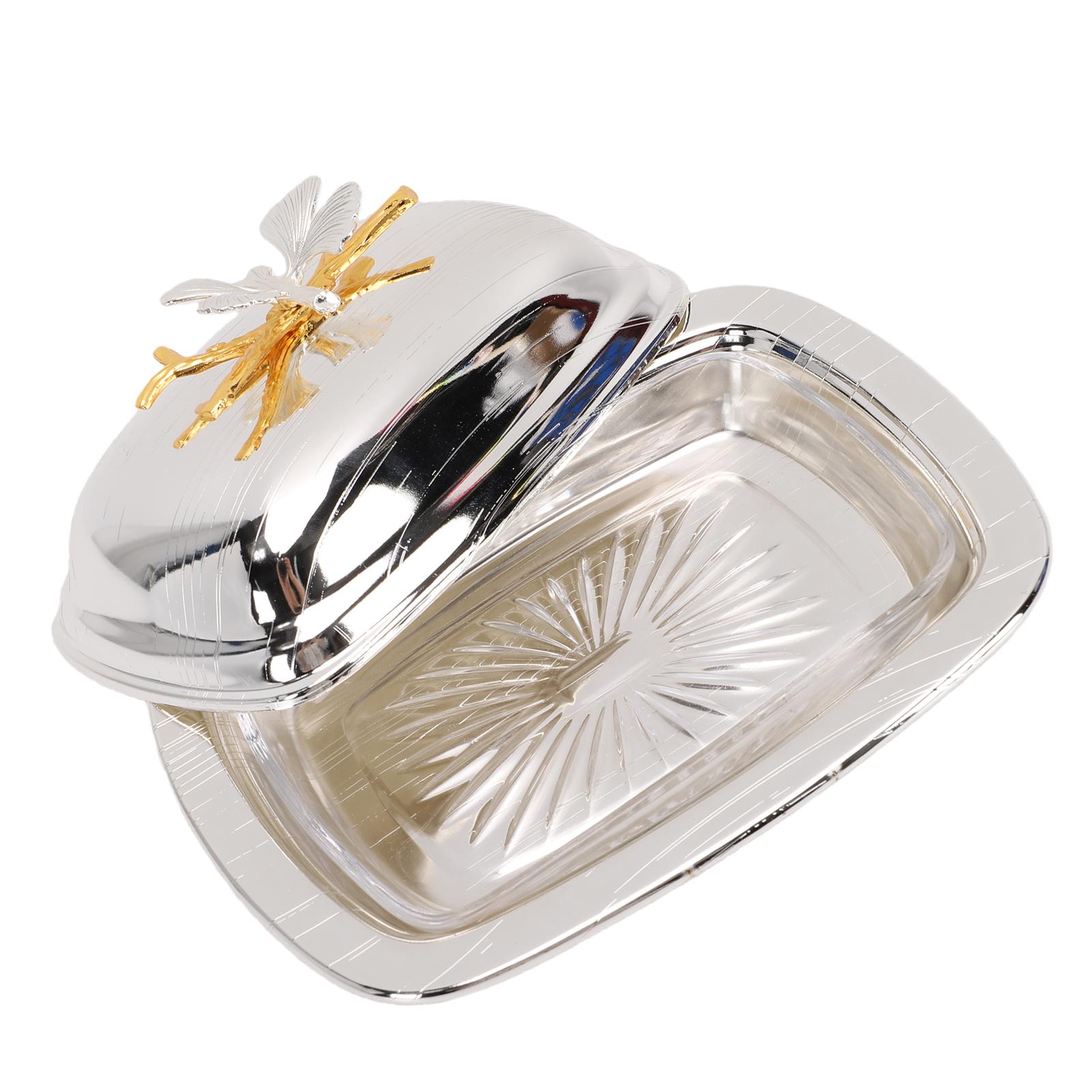 

Butter Dish with Lid Iron Alloy Rectangle Snack Butter Holder Container Keeper for Home Kitchen Party Type 2