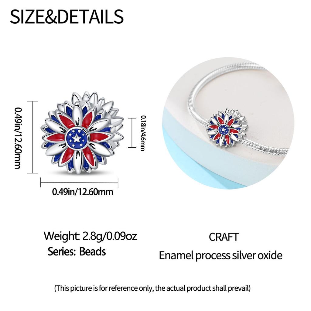 Charms Original Copper Patriotism Sunflower Beads Fit Bracelet Diy Fine Gift Women Delicate Jewelry Accessory