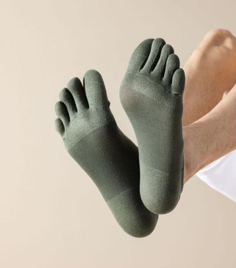 NEW Running Men's Open Toe Socks Elastic Short Solid Cotton Sweat-absorbing Man Five Finger Invisible Low Cut Boat Ankle Sock