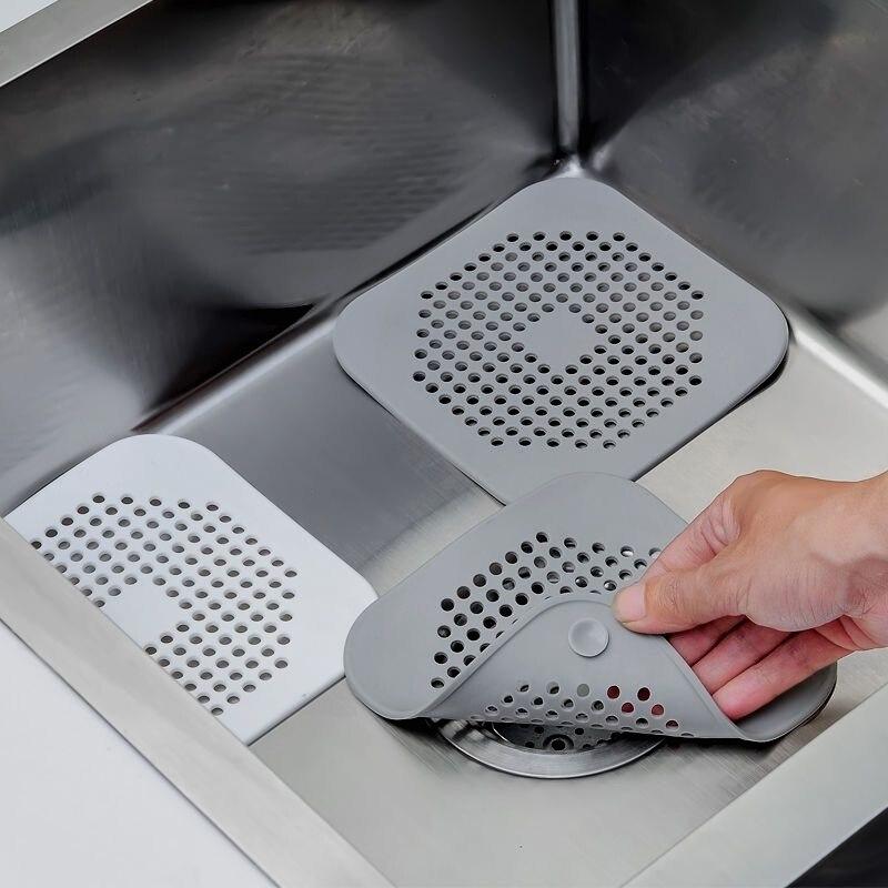 SHEFEITE 4-Pack Hair Catcher Drain Protector, Bathroom Sink Stopper, Gray/White, Anti-Clogging