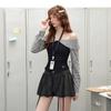 unifree Women's Retro Patchwork Plaid Long Sleeve T-Shirt