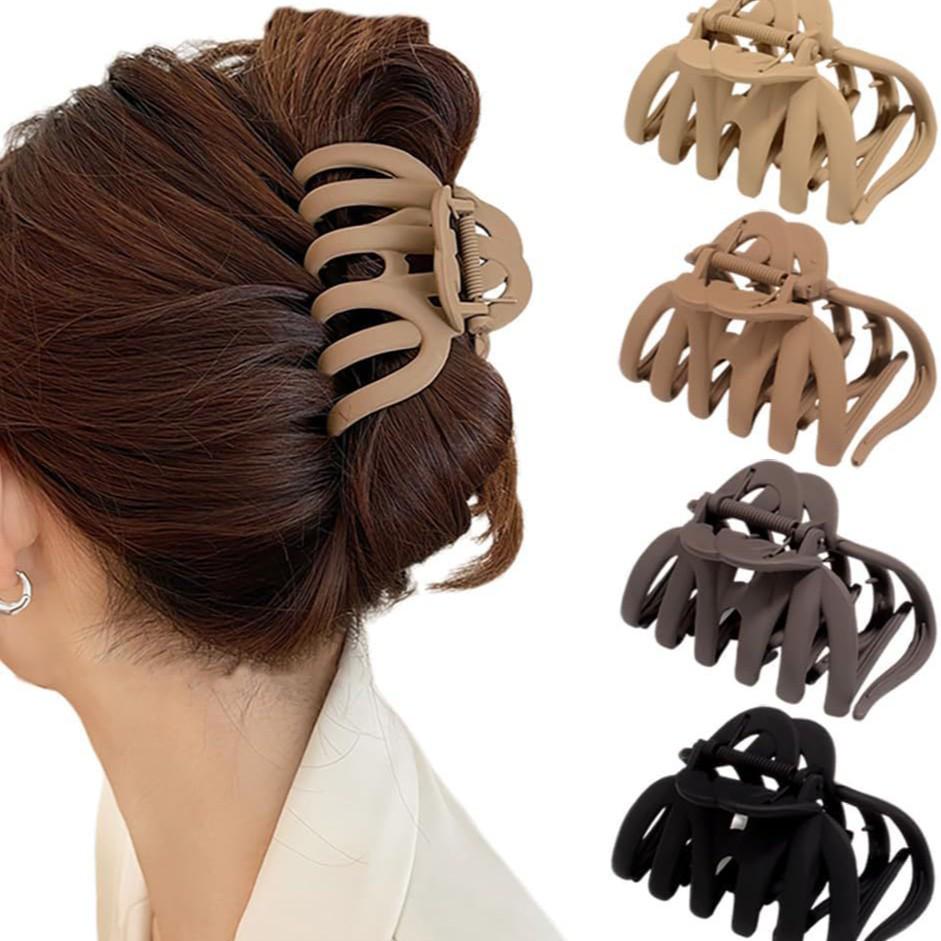 Elegant Large Frosted Mesh Claw Clip for Women - Retro Shark Design