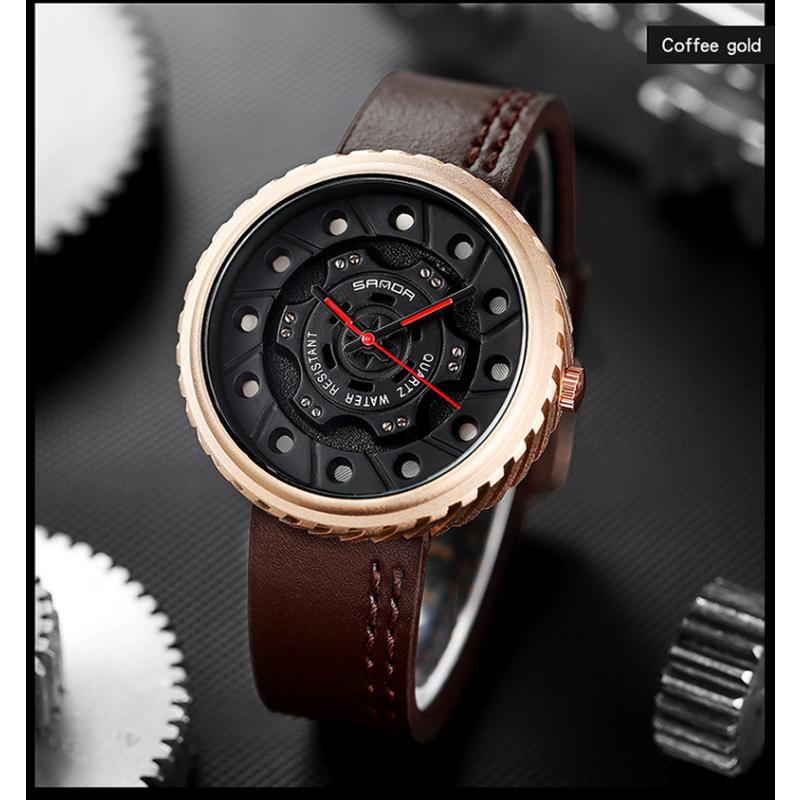 New Watch Men's Belt Business Quartz Watch Hollow Large Dial Fashion Personality Trendy Watch