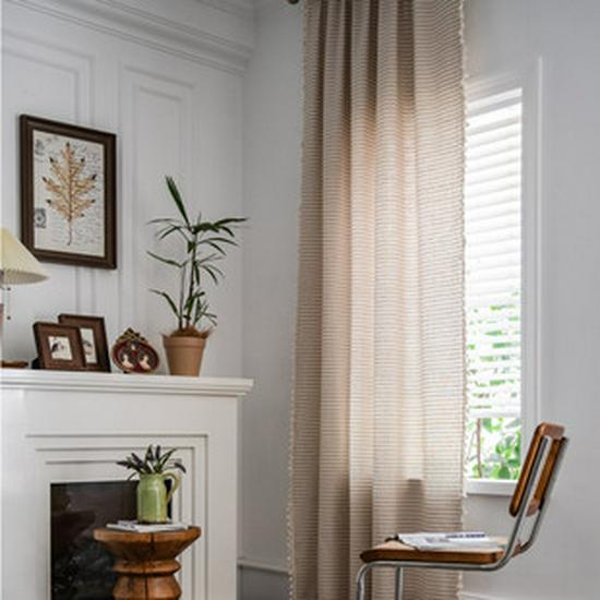 Nordic Beige Geometric Floral Lace Curtain Fabric for Living Room and Bedroom