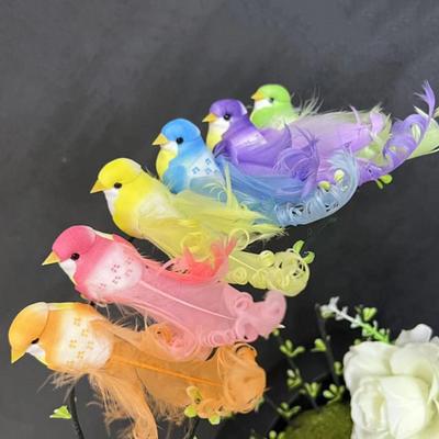 Long Tail Simulation Bird Six Colors Curly Feather Curly Bird Garden Backyard Foam Material Bird Figurines Home Garden