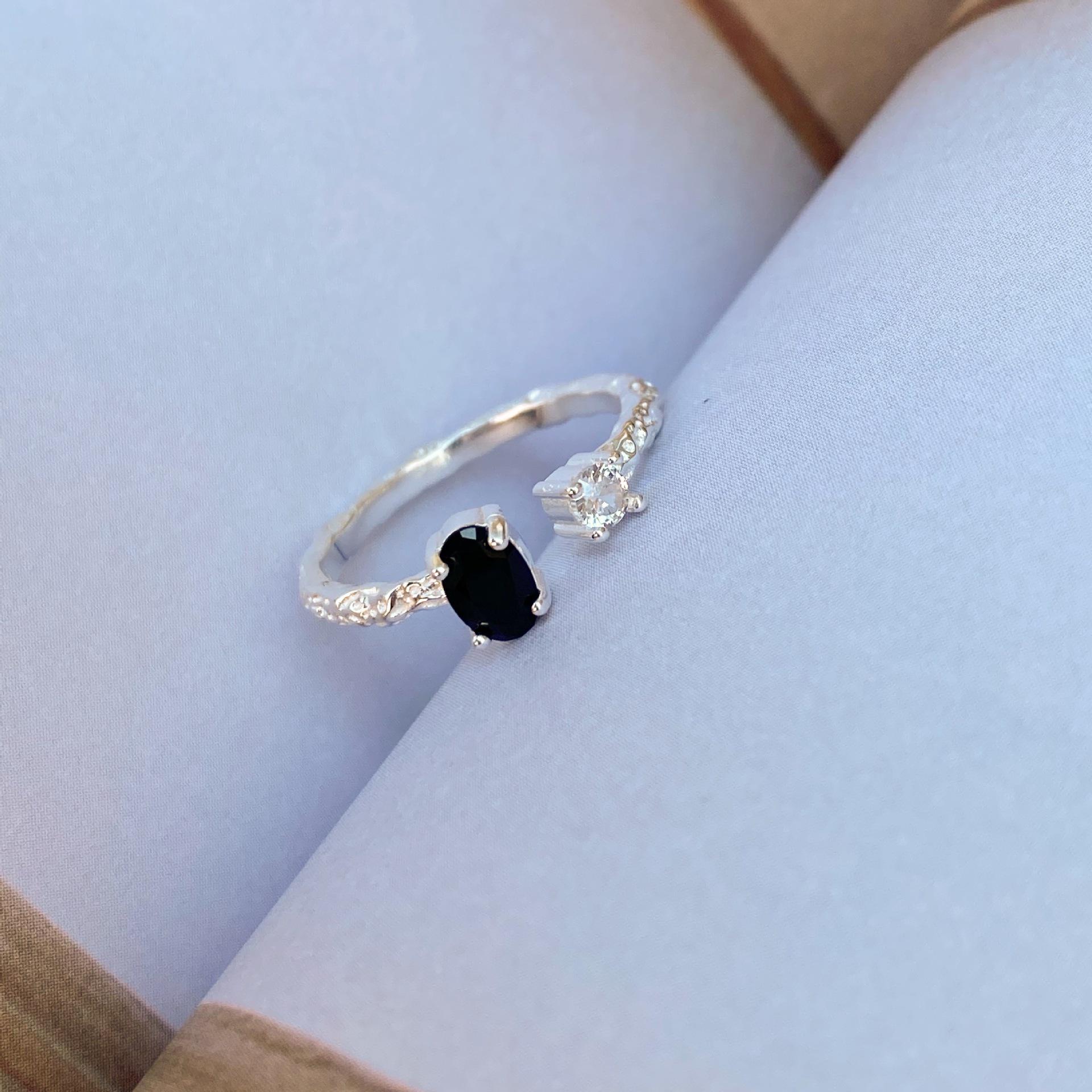 

Кольцо из стерлингового серебра 925 пробы с цирконом - Стильный и минималистичный японский корейский дизайн Adjustable Open