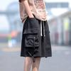 Fashion Solid Multiple Pockets Men's Cargo Shorts Classic Waist Drawcord Street Casual Loose  Handsome Short