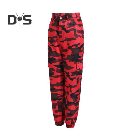 

Жіночі штани-шаровари, застібки, ґудзики, повсякденні штани спортивного стилю з кишенями, широкі штани з камуфляжним принтом XL