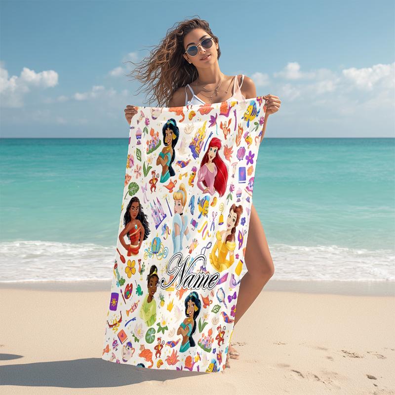 Personalized Princesses Circle Beach Towel Microfiber Beach Towel Thin Absorbent for Beach Swimming Yoga Bath Sports. 0910278