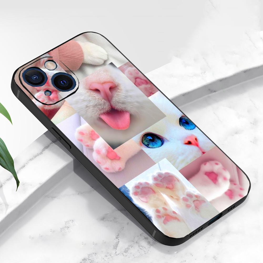Cute cat pattern soft phone case suitable for iPhone 17 16 15 14 13 12 11 Pro/Max/Plus anti drop and shockproof back cover