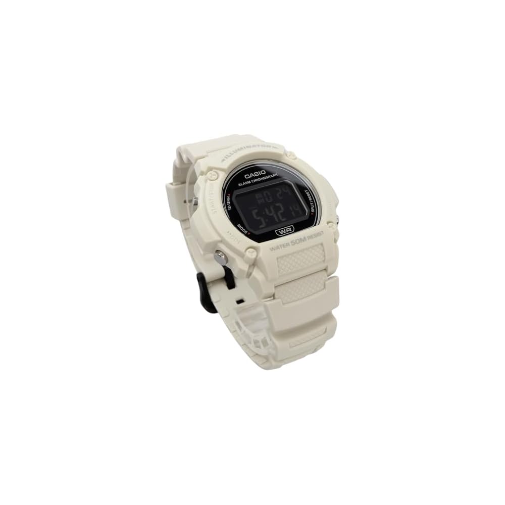 Casio Standard Digital Watch W-219HC-8BV Men's Matte Ivory Color Waterproof Design