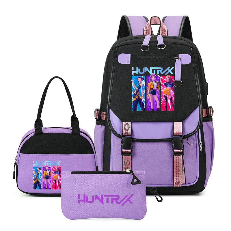 Ensemble Sacs à Dos KPop Demon Hunters Capacité Sac d'École Étudiant Pour Adolescent Avec Sacs Repas Sac à Dos Pour Femmes Garçons Filles Usage Quotidien