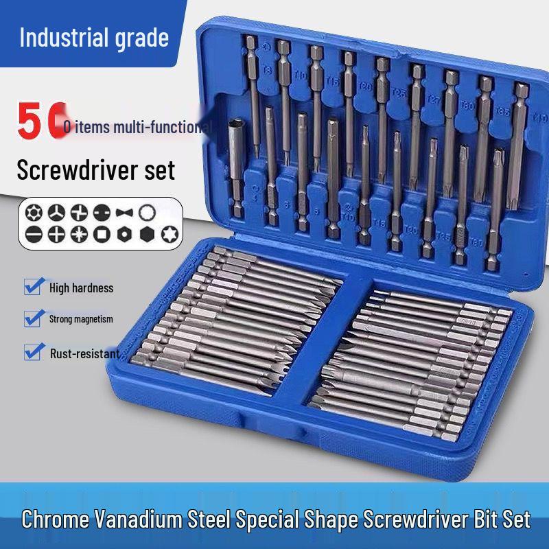 Electric Screwdriver Set: Phillips, Hex, and Triangle Bits