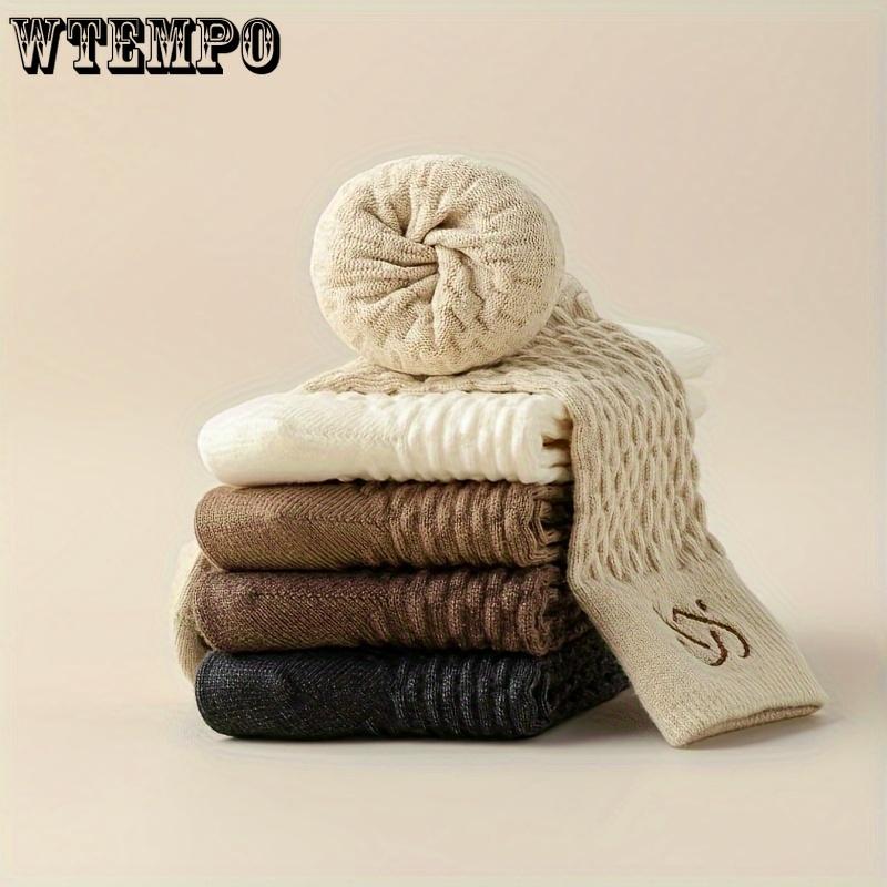 6pcs Women's Cozy Thick Mid-Calf Socks - Warm, Breathable & Soft Solid Color Winter Socks with Elegant College Style, Cute Socks