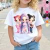 Children's Kpop Popular Cartoon Print T-Shirt Tops Clothing Design Casual Harajuku Style Round Neck Short Sleeve Girl Clothing