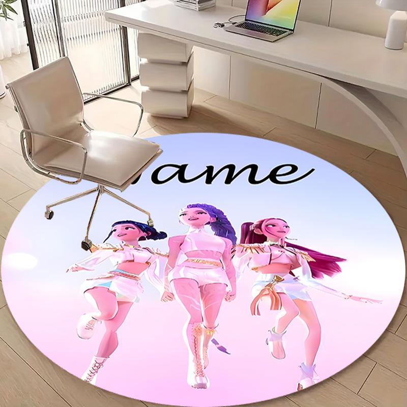 Personalized K-KPop Demon Hunters Round Chair Office Rug - Perfect for Mat, Office Chair & More - Ideal Gift for Birthdays and Holidays
