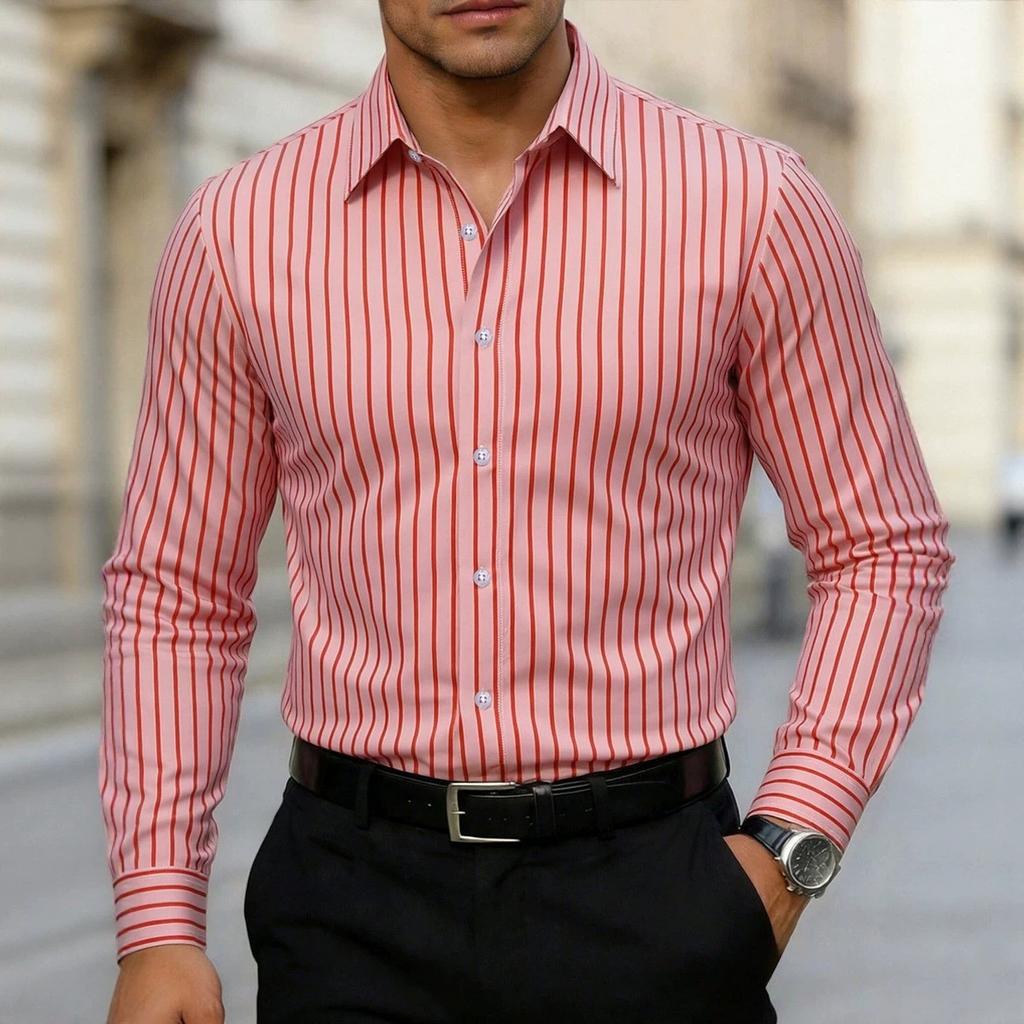 Black Striped Long Sleeve Shirt Collar For Glamorous Party-Wear Men White Shirt Fall Formal Ceremony