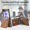 Retro Leather Wallet Phone Case with Ring Bracket for Samsung Galaxy Z Flip 7 Fe 6 5 4 3 Flip6 Flip5 Flip4 5G Cover Card Holder