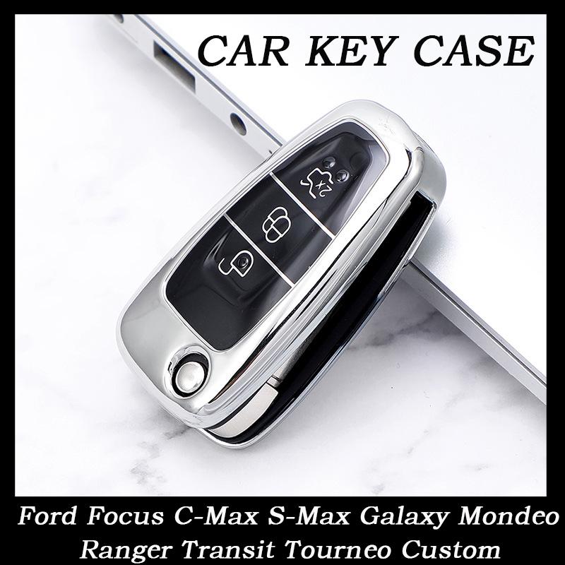 

Чохол-сумка для складного ключа автомобіля, брелок для Ford Focus C-Max S-Max Galaxy Mondeo Ranger Transit Tourneo Custom, захисник з ТПУ рожевий