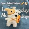 Cartoon Cute Baker Puppy Dog Plush Doll Stuffed Toy Keychain Pendant Girly Keyring Bag Hanging Decoration Couple Ornaments Gifts