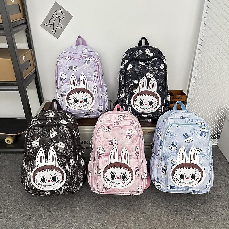 Trendy Large Capacity Anime Cartoon Backpack For Middle School Students Unisex In Pink Purple Black Blue Coffee