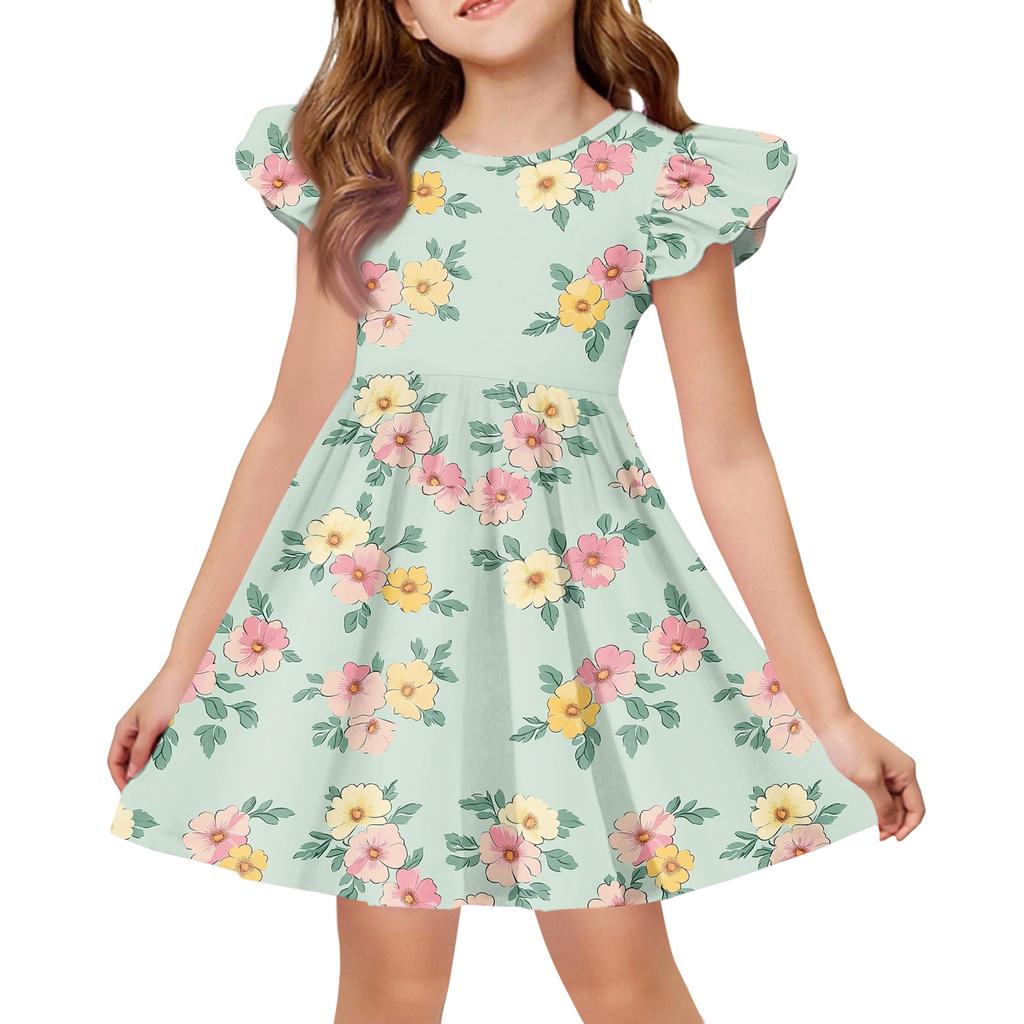 Girls' Summer Princess Dress , A,Line T,Shirt Dress Easter Day