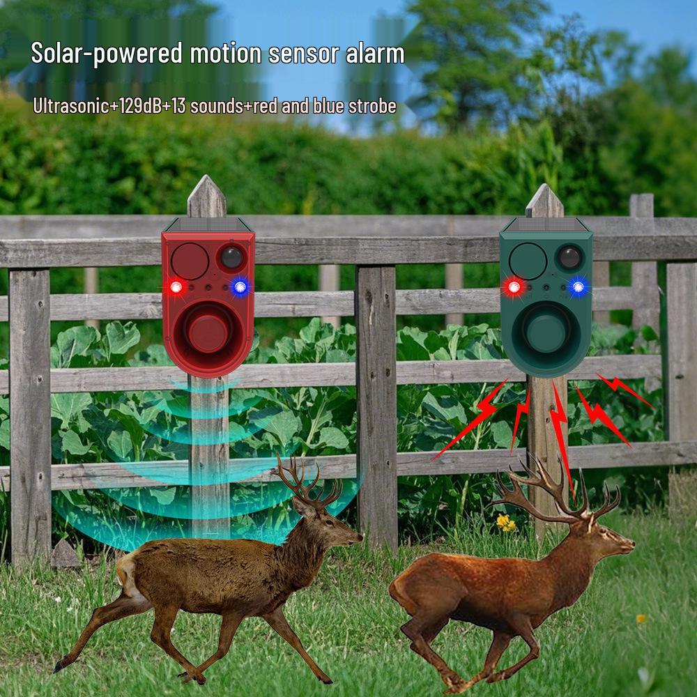 Solar-Powered Ultrasonic Animal Repellent with Infrared and Sound Alarm