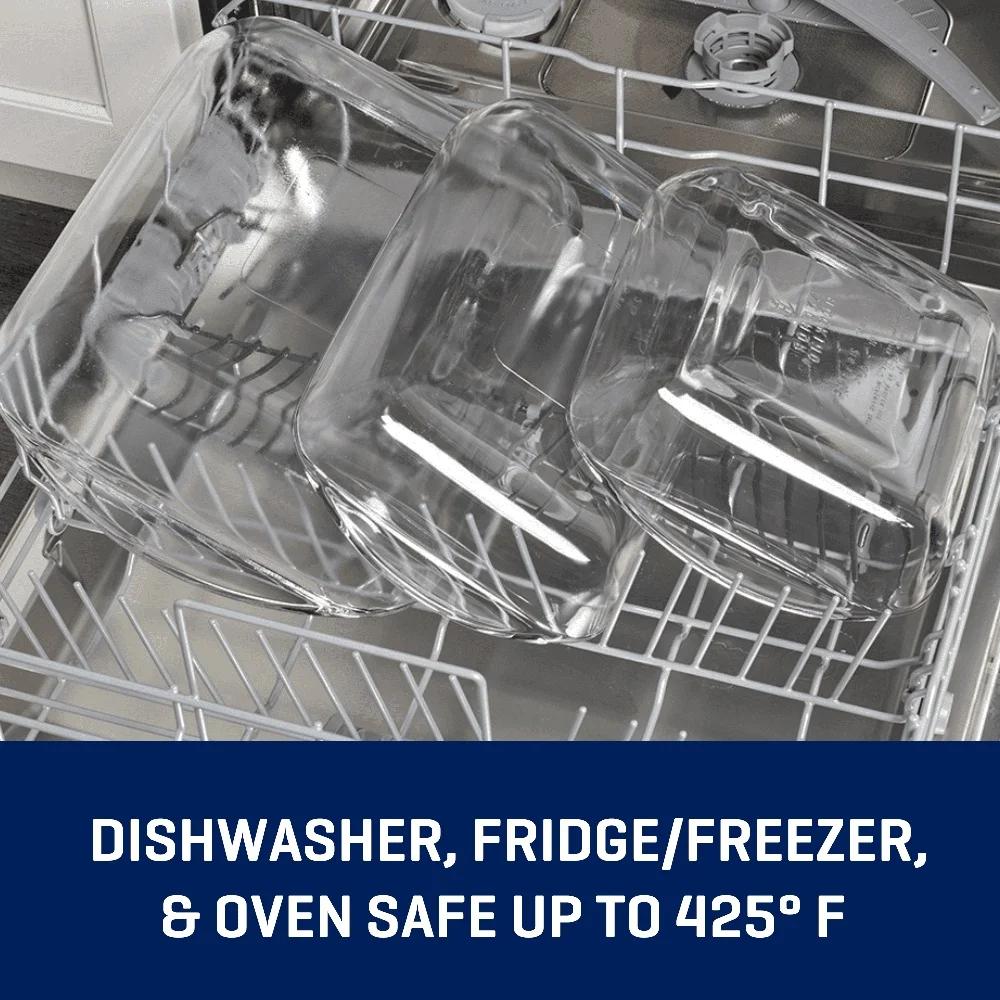 3 Piece Glass Baking Dish Set Tempered Oven Safe Bakeware Casserole Dish Microwave Dishwasher Safe Durable Kitchen Essentials