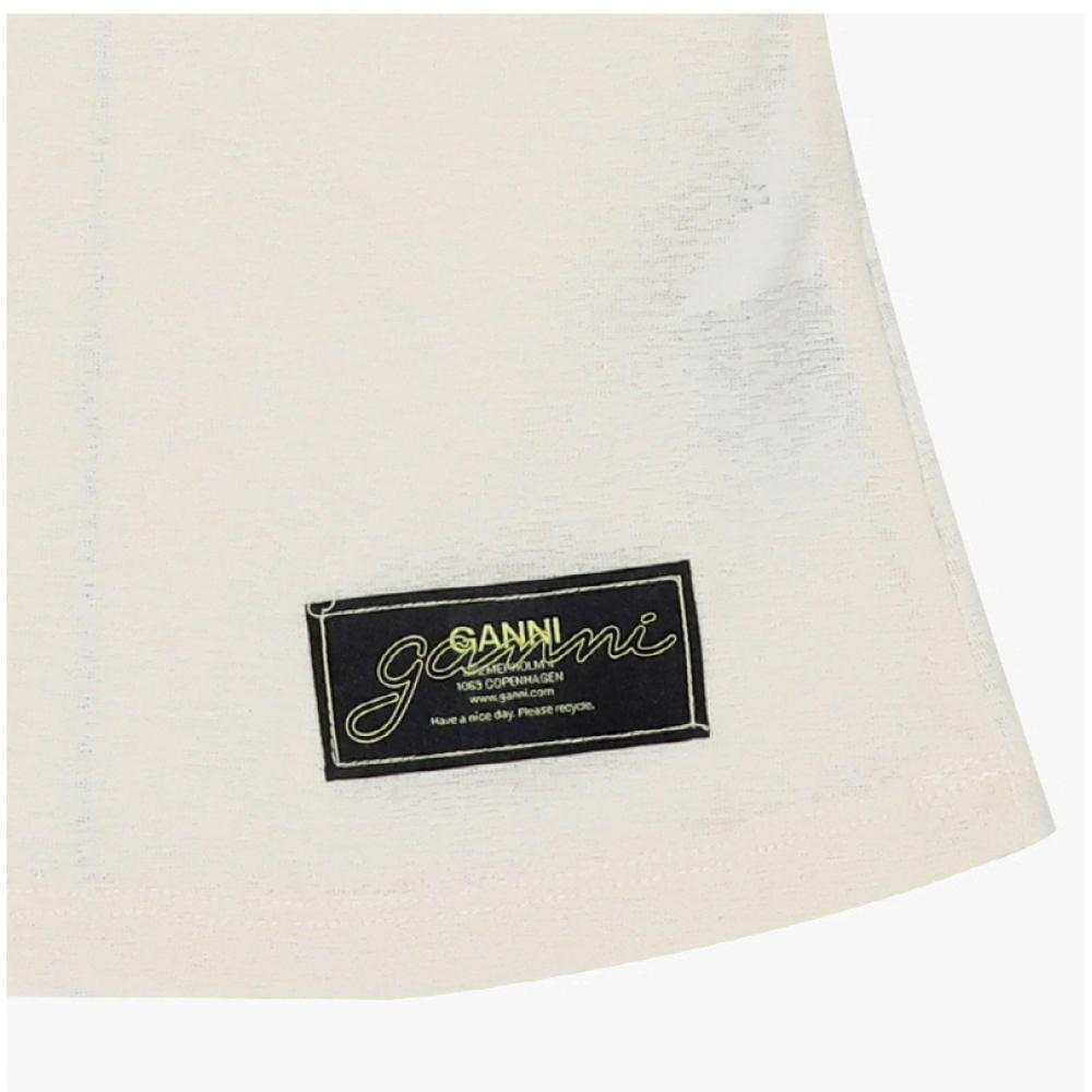 Ganni Women Long Sleeve Mesh Logo Tee T4297