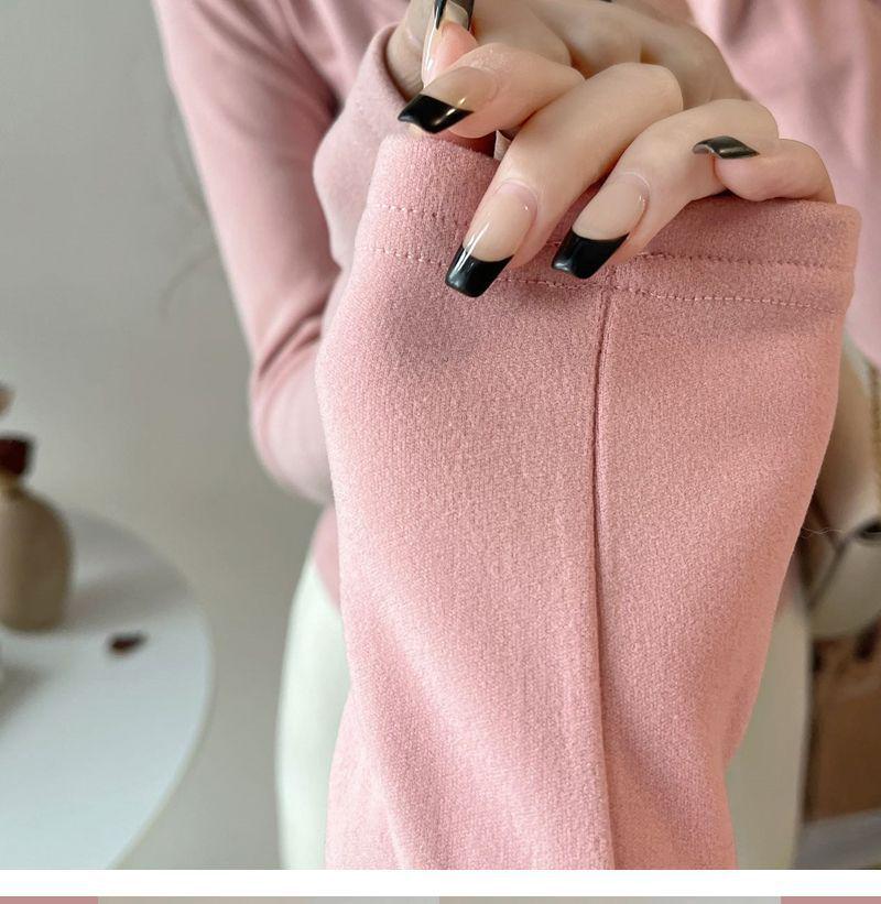 Women's High-End Velvet Square Collar Long-Sleeve Top - Slim Fit, Perfect for Autumn and Winter