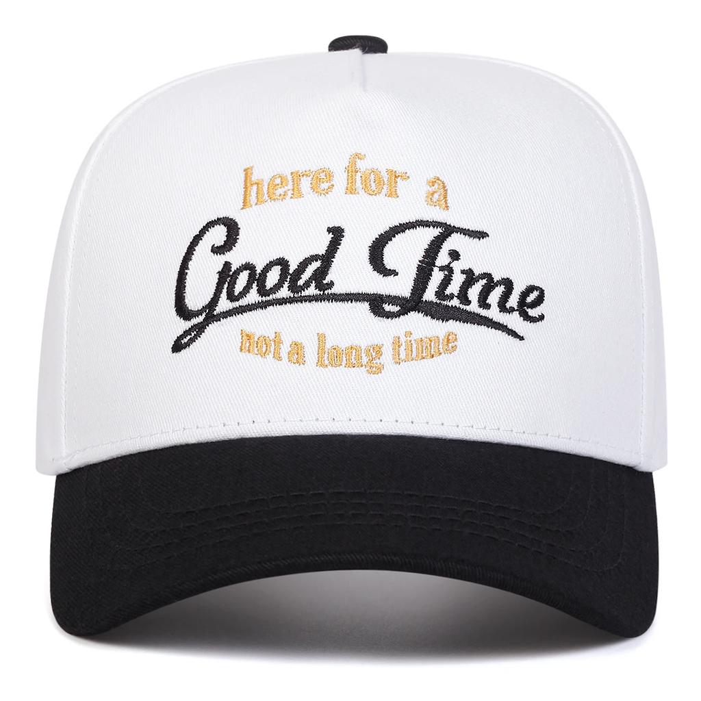 Unisex GOOD TIME Letter Embroidery Baseball Caps Outdoor Adjustable Spring and Autumn Casual Sunscreen Hat