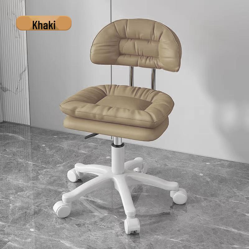 Modern Minimalist Adjustable Beauty Stool with Casters and Backrest